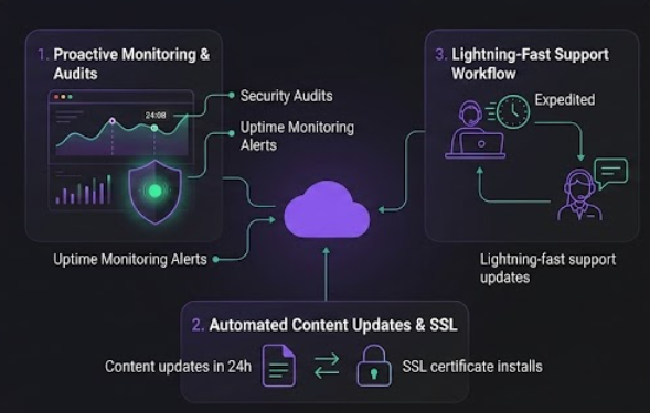 BlackForge Secure cloud server management and continuous reliability monitoring workflow